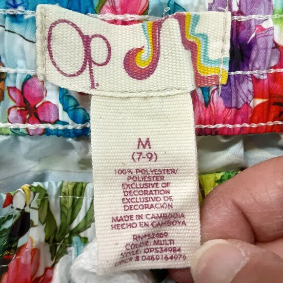 Vintage OP Girls Athletic Shorts Size M (7-9) Drawstring Floral Pullon Easy Care - Picture 2 of 5